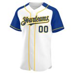 Custom Name Number Personalized Baseball Jersey White Royal Yellow Raglan Sleeve Personalized White Royal-Yellow Authentic