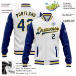 Custom Team Jacket with Name and Number - Personalized Royal-Yellow Bomber Full-Snap Varsity Letterman Two Tone Jacket Personalized