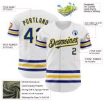 Custom Name and Number Personalized Authentic Baseball Jersey - White Royal-Yellow Line Design Personalized White Royal-Yellow
