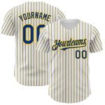 Custom Name and Number Personalized Royal Yellow Pinstripe Baseball Jersey - White Authentic Design Personalized White (Royal