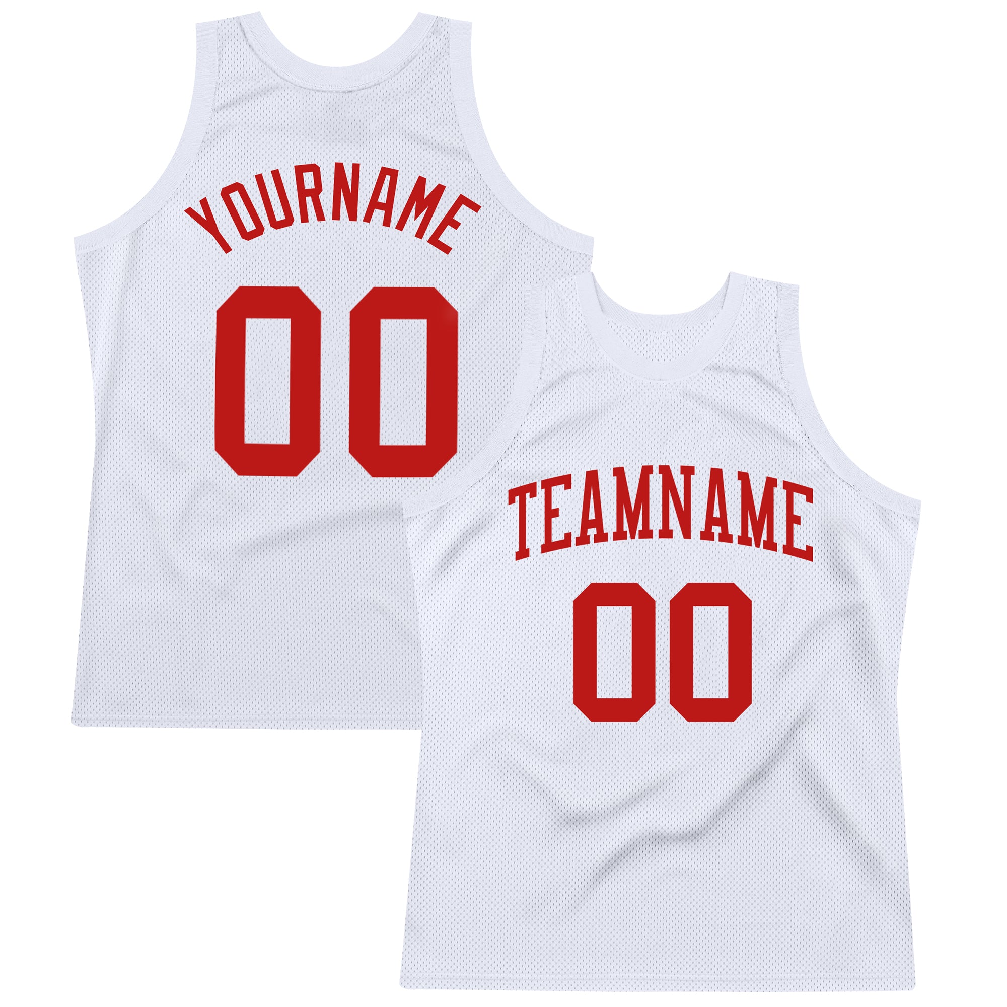 Custom Name Number Personalized Authentic Basketball Jersey - White Scarlet Throwback Team Jersey Personalized White Scarlet