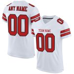 Custom Authentic Football Jersey - Personalized White Scarlet-Black Mesh with Name and Number Personalized White Scarlet-Black