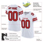 Custom Authentic Football Jersey - Personalized White Scarlet-Black Mesh with Name and Number Personalized White Scarlet-Black
