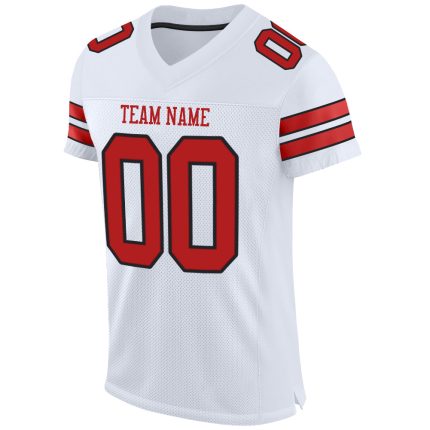Custom Authentic Football Jersey - Personalized White Scarlet-Black Mesh with Name and Number Personalized White Scarlet-Black