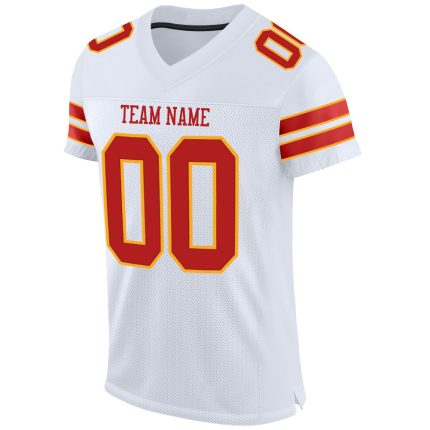 Personalized Authentic Football Jersey in White Scarlet-Gold Mesh Personalized White Scarlet-Gold Mesh Authentic Football