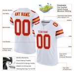 Custom Personalized Football Jersey - White Scarlet-Gold Mesh with Team Name & Number Personalized White Scarlet-Gold Mesh