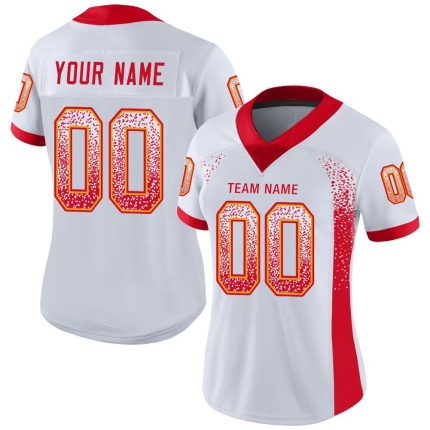 Personalized Scarlet Gold Drift Fashion Football Jersey Custom Name Number - White Mesh Team Apparel Personalized White Scarlet-Gold