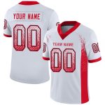 Custom Name and Number Personalized White Scarlet-Navy Mesh Football Jersey - Drift Fashion Team Style Personalized White