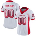 Custom Name and Number Personalized White Scarlet-Navy Mesh Football Jersey - Drift Fashion Team Style Personalized White