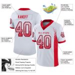 Custom Name and Number Personalized White Scarlet-Navy Mesh Football Jersey - Drift Fashion Team Style Personalized White