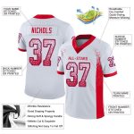 Personalized Custom Football Jersey with Name and Number - White Scarlet-Royal Mesh Drift Fashion Team Gear Personalized