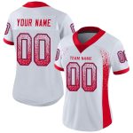 Personalized Custom Football Jersey with Name and Number - White Scarlet-Royal Mesh Drift Fashion Team Gear Personalized