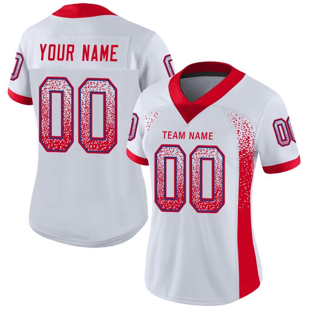 Personalized Custom Football Jersey with Name and Number - White Scarlet-Royal Mesh Drift Fashion Team Gear Personalized