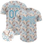 Custom Name and Number Baseball Jersey with 3D Pattern Abstract Spots - Personalized White Shadow Blue Design Personalized
