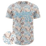 Custom Name and Number Baseball Jersey with 3D Pattern Abstract Spots - Personalized White Shadow Blue Design Personalized