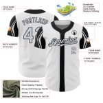 Custom Team Name Number Baseball Jersey - Personalized White Silver Black 3 Colors Authentic Design with Arm Shapes Personalized