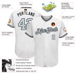 Custom Name and Number Authentic Baseball Jersey - Personalized White Silver-Black Team Apparel Personalized White Silver-Black