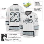 Custom Name and Number Hockey Jersey - Personalized White Silver-Black Team Jersey Personalized White Silver-Black Hockey