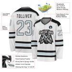 Personalized Black Silver White Hockey Jersey for Fans and Players Personalized White Silver-Black Hockey Jersey