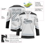 Custom Name and Number Hockey Jersey - Personalized White Silver-Black Lace Neck Design, Team Apparel Personalized White