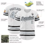 Custom Name and Number Authentic Baseball Jersey - Personalized White Silver Black Line Design Personalized White Silver-Black