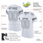 Custom Football Jersey with Personalized Name and Number - Authentic White Silver-Black Mesh Personalized White Silver-Black