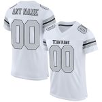 Custom Football Jersey with Personalized Name and Number - Authentic White Silver-Black Mesh Personalized White Silver-Black