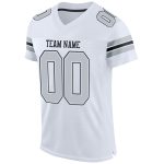 Custom Football Jersey with Personalized Name and Number - Authentic White Silver-Black Mesh Personalized White Silver-Black