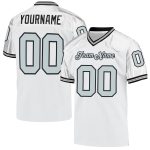 Custom Name Number Mesh Throwback Football Jersey for Personalized Team - White Silver Black Personalized White Silver-Black