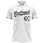 Custom Name Number Performance Vapor Golf Polo Shirt in White Silver-Black - Personalized Team Apparel Personalized White
