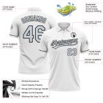 Custom Name Number Performance Vapor Golf Polo Shirt in White Silver-Black - Personalized Team Apparel Personalized White