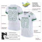 Custom Personalized Authentic Football Jersey with White Silver-Green Mesh - Team Name & Number Personalized White Silver-Green