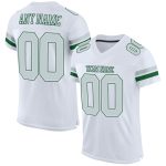 Custom Personalized Authentic Football Jersey with White Silver-Green Mesh - Team Name & Number Personalized White Silver-Green