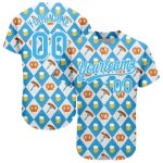 Custom Name and Number Baseball Jersey for Beer Festival - Personalized White Sky Blue 3D Pattern Design Personalized White