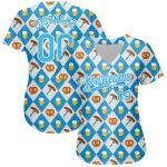 Custom Name and Number Baseball Jersey for Beer Festival - Personalized White Sky Blue 3D Pattern Design Personalized White