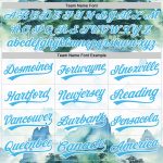 Custom Name and Number Baseball Jersey with 3D Mountains Landscape Design in White and Sky Blue Personalized White Sky Blue