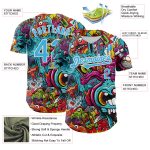 Custom Name and Number Authentic Baseball Jersey Psychedelic 3D Pattern Design, Personalized White Sky Blue Rave Apparel
