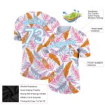 Custom Name Number Tropical Hawaii Leaves Performance T-Shirt - Personalized 3D Sky Blue Design Personalized White Sky Blue