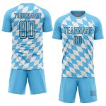 Custom Bavarian Flag Soccer Jersey with Personalized Name and Number - White, Sky Blue, and Black Uniform Personalized White