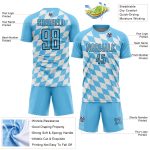 Custom Bavarian Flag Soccer Jersey with Personalized Name and Number - White, Sky Blue, and Black Uniform Personalized White