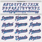Custom Name & Number Two-Tone Bomber Varsity Jacket in Sky Blue Black Pink - Personalized Full-Snap Letterman Gear Personalized