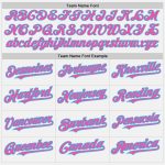 Custom Personalized Pink Sky Blue Baseball Jersey with Pinstripe Design - Authentic Team Name and Number Personalized White