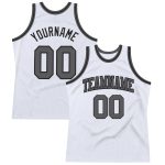 Custom Name Number Basketball Jersey - Personalized White Gray Black Authentic Throwback Team Jersey Personalized White Steel