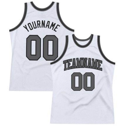 Custom Name Number Basketball Jersey - Personalized White Gray Black Authentic Throwback Team Jersey Personalized White Steel