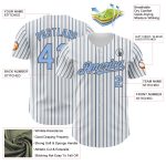 Personalized Custom Baseball Jersey with Name & Number - Light Blue Steel Gray Pinstripe, Authentic Design Personalized White