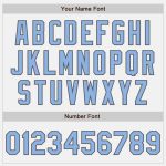 Personalized Custom Baseball Jersey with Name & Number - Light Blue Steel Gray Pinstripe, Authentic Design Personalized White