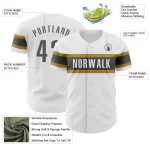 Personalized Authentic Baseball Jersey in White Steel Gray and Old Gold Personalized White Steel Gray-Old Gold Authentic