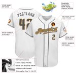 Custom Name and Number Baseball Jersey - Personalized Gray and Gold Team Jersey in White Steel Personalized White Steel Gray-Old