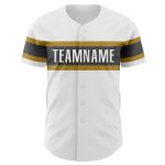 Personalized Authentic Baseball Jersey in White Steel Gray and Old Gold Personalized White Steel Gray-Old Gold Authentic