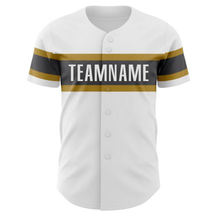 Personalized Authentic Baseball Jersey in White Steel Gray and Old Gold Personalized White Steel Gray-Old Gold Authentic